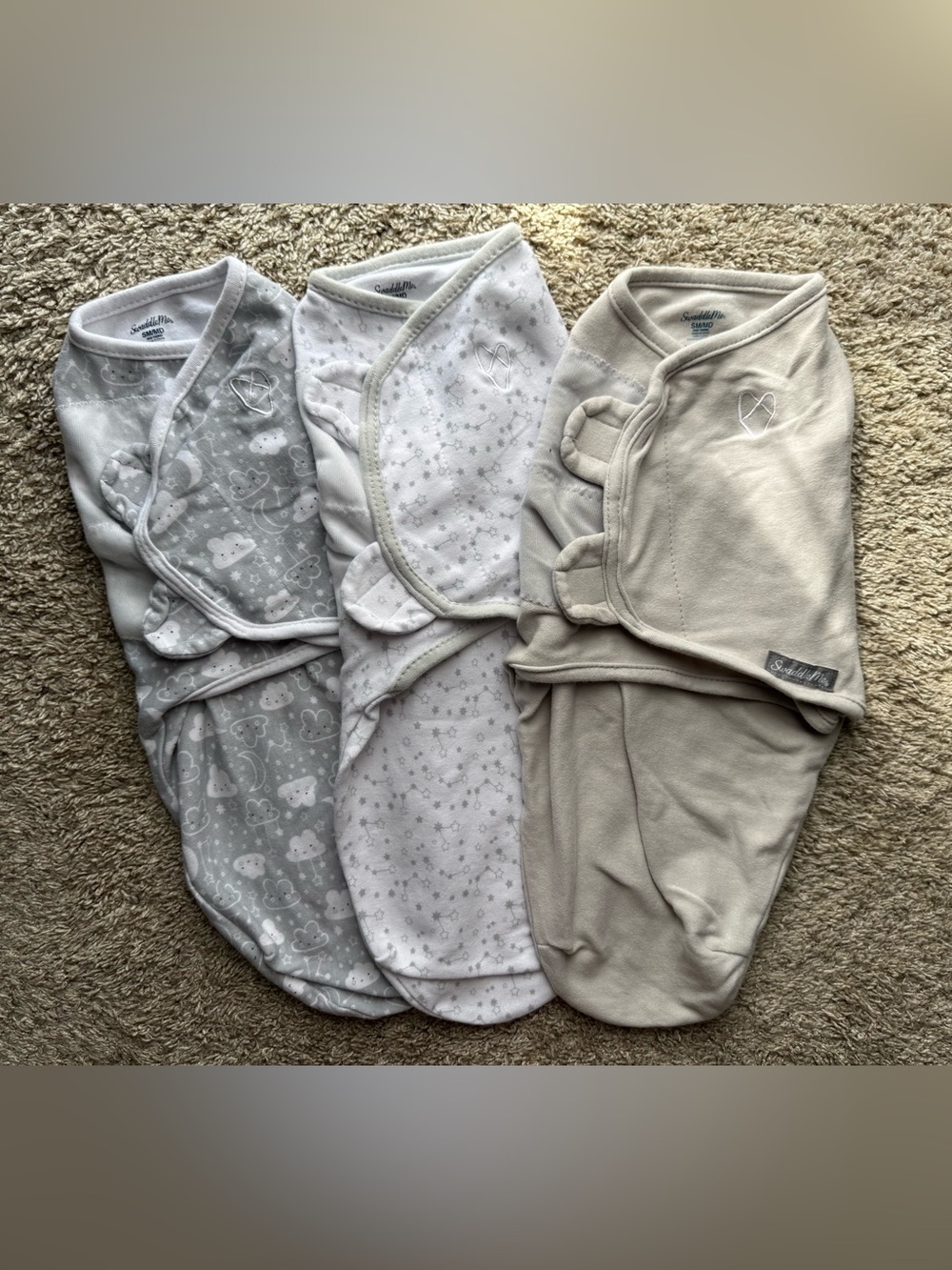 SwaddleMe Original Swaddle Wraps 3 Pack Small/Medium Gray Neutral 100% Cotton